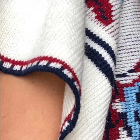 Retro 60’s 70’s Rare Bluebird Boho Rug Western Poncho w/ Fringe Hem & Tie Front - Picture 11 of 16